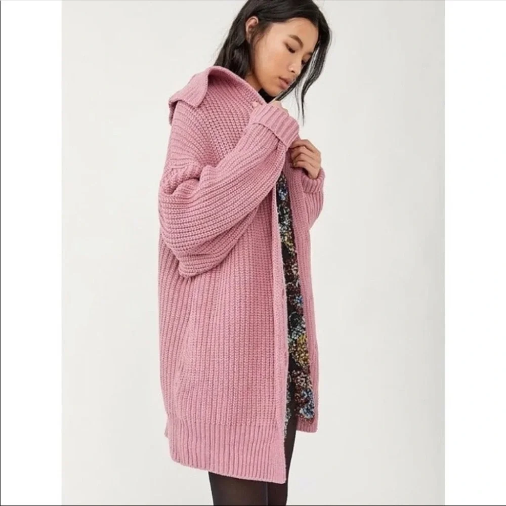 NWT Free People Swim Too Deep Cardi Size XS, S, M, or L Smoked Pink